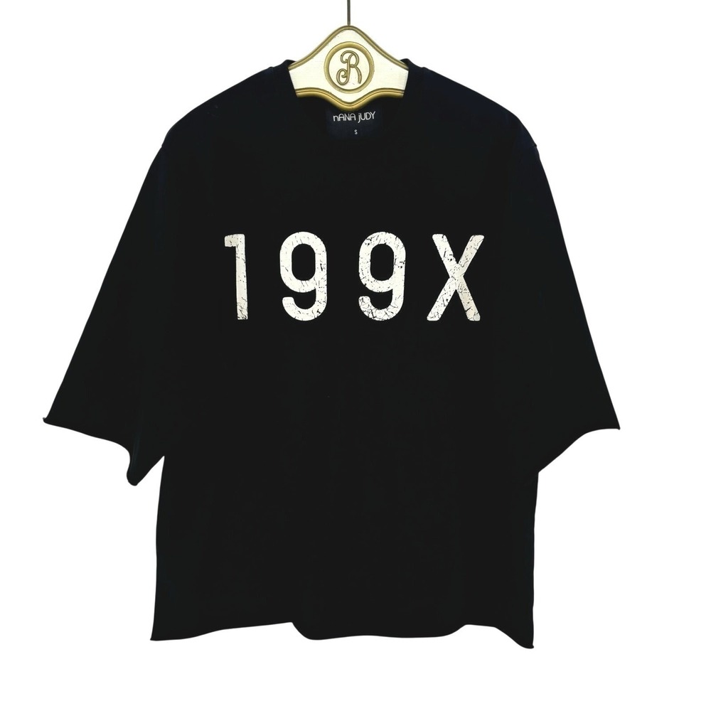 NANA JUDY 199X Mens T-Shirt Black Graphic Raw Edge Edgy Punk Streetwear SMALL
